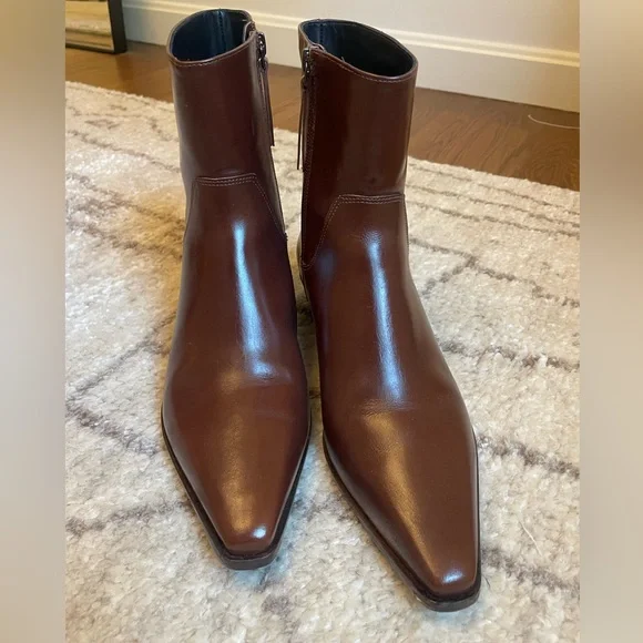 Reformation Dominique Leather Ankle Boots in syrup leather - Picture 6 of 11